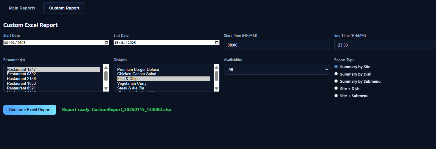 Project Orion Dashboard - Custom Report View
